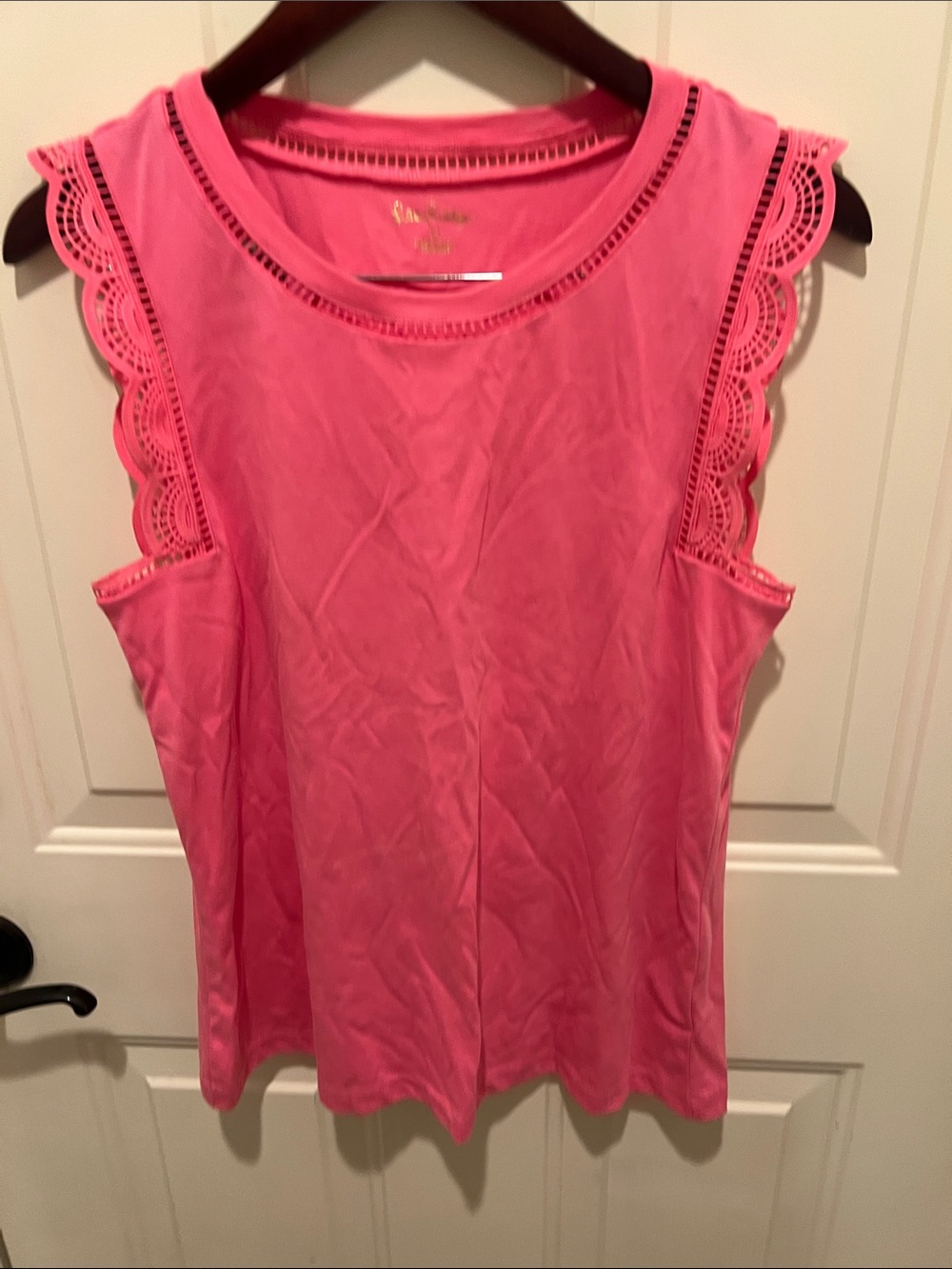 Lilly Pulitzer Women’s Pink Sleeveless Lace-Trim Tank Top- medium